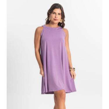 Imagem de Vestido Feminino Curto Em Liganete Select Roxo, M, Roxo