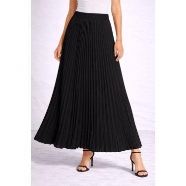 Imagem de Saia Midi Plissada Feminina Cintura Alta Elegante