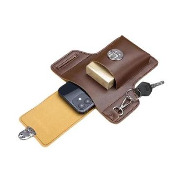 Imagem de Bolsa De Cintura Vintage Masculina Em Couro Com Clipe Para Telefone, E