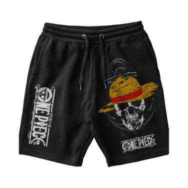 Imagem de Bermuda Masculina Solta E Respirável De Algodão Com Estampa De Luffy E