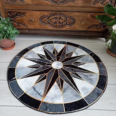 Imagem de Rugendary Tapete de bússola, redondo, tapete Hypebeast, tapete de iate, tapete de barco, ultramacio, antiderrapante, para casa de verão, decoração de casa de luxo (6 x 6 pés, modelo - 1)