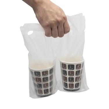 Imagem de LuxOrigins Sacola Dupla Para Transporte De Bebidas - Pacote Com 200 Copos Plástico Entrega Café Alça Empresas Ou Lojas