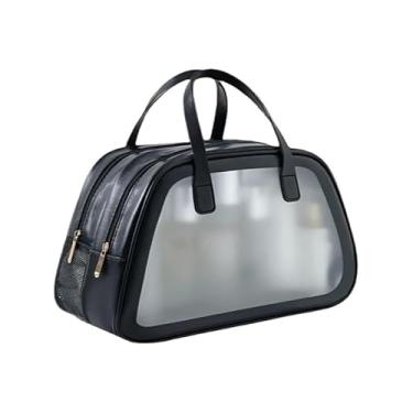 Imagem de Nécessaire Organizadora de Cosméticos em PU – Grande Capacidade, Impermeável, com Compartimentos Independentes para Viagem(PRETO)