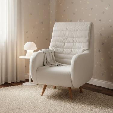 Imagem de Poltrona de Amamentação Pés Madeira Zen Branco