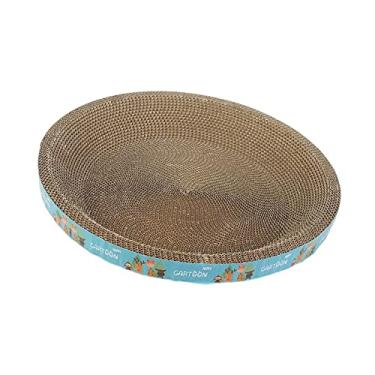 Imagem de Stgfyxgs Cama Arranhadora para Gatos, Cama de Papelão para Gatos, Almofada de Arranhar Ondulada para Animais de Estimação, Arranhador para Gatos de Inter, girafa redonda 43cm
