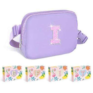 Imagem de COSHAYSOO Pochete de cintura pequena com alça ajustável com patch de letra inicial para mulheres, adolescentes, meninas, corridas, academia, trilhas, mini bolsa transversal para viagem, bolsa moderna