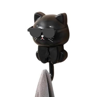 Imagem de Ganchos para chapéu de gatinho, gancho para chave de gato, gancho de casaco para decoração de quarto com óculos de sol, ganchos práticos de gatinho para guarda-sol para coleira de cachorro