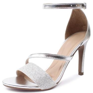Imagem de Sandália Re&Ton Salto Fino Festa Brilho Feminina FN28 (Prata, BR, Adulto, Numérico, 40)