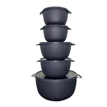 Imagem de Kit 5 Potes Plastico Redondos Bowl Livre Bpa (Preto)