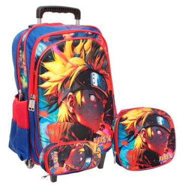 Imagem de Kit Mochila Escolar Menino Rodinha Lancheira Estojo 3D - Plike