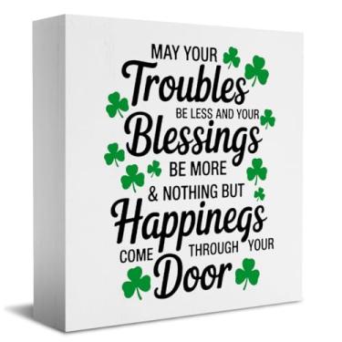 Imagem de St. Patricks Day Decor Have Yourself A MERRY St. Patrick's Day, placa de caixa, para decoração de mesa de mesa de escritório em casa, decoração de primavera, 13 x 12 cm