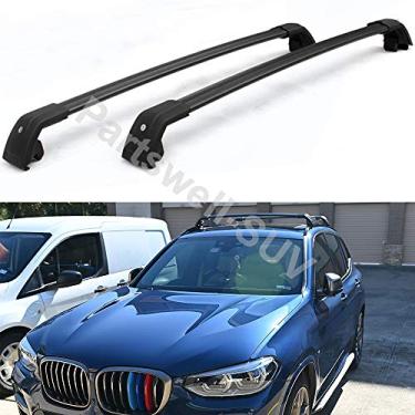 Imagem de YiXi-Partswell 2 peças de rack de teto travável barras transversais bagageiro alumínio adequado para BMW X3 G01 2018-2021- preto