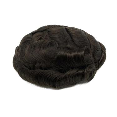 Imagem de Aplique de testa Prótese Capilar Masculina 0,08mm Pele Fina Base PU Peruca com Nó Duplo 8×10"