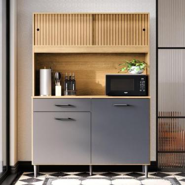 Imagem de Armário De Cozinha Grazi 4 Portas Com Gaveta MDF MDP 90cm Design Moder