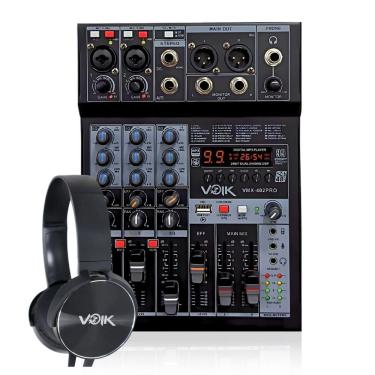 Imagem de Mesa de Som 4 Canais USB e Bluetooth Voik VMX-402PRO Com Fone