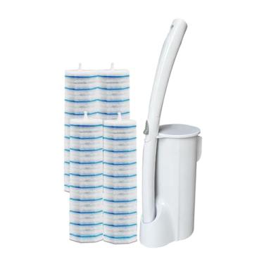 Imagem de 40 refis de escova de vaso sanitário descartáveis, conjunto de suporte de vaso sanitário montado na parede, kit iniciante, sistema de limpeza de vaso sanitário, almofadas para varinha de banheiro