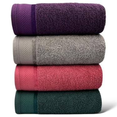 Imagem de Kit Com 04 Toalhas De Banho Gigante / (Vinho/Cinza/Terracota/Verde)