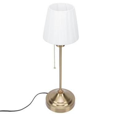 Imagem de Hyuduo Luminária de Mesa Plissada, Luminária de Cabeceira Decorativa retrô de Alumínio Com Luz Quente e Interruptor de Tração Vintage, para Mesa de Cabeceira, Quarto e Sala de Estar