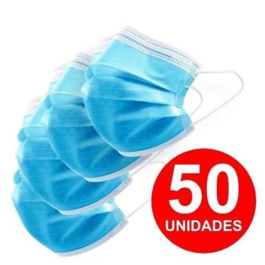 Imagem de 50 Unid Mascara De Proteção Descartável Azul Tnt Tripla Face