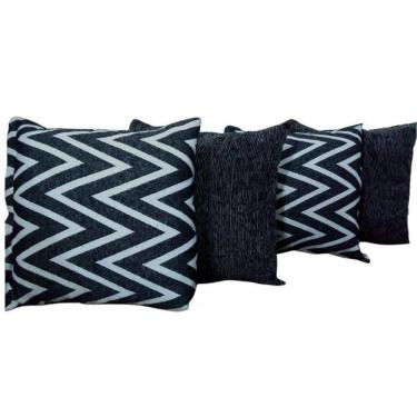 Imagem de Kit Capa Para Almofada Listras Chenille Cinza 4 Peças