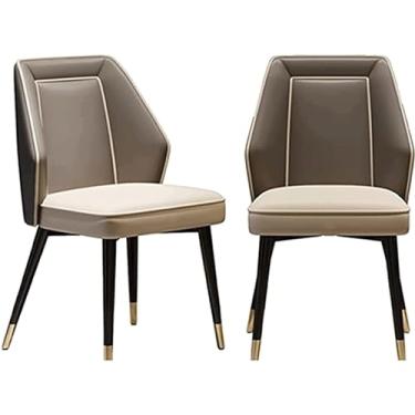 Imagem de RROUAN Conjunto de 2 cadeiras de jantar à prova d'água, cadeiras de cozinha, cadeiras de maquiagem com pernas de aço carbono, espreguiçadeiras para sala de estar/quarto