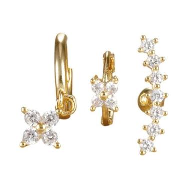 Imagem de Conjunto De Brincos De Argola Pequenos De Aço Inoxidável Com Zircônia 