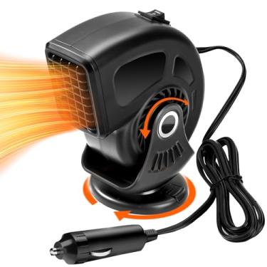 Imagem de Nauttxon Aquecedor de carro de 12 V - Desembaçador de aquecimento rápido e resfriamento 2 em 1 - Aquecedor portátil de carro que se conecta ao isqueiro - Descongelador para painel de para-brisas de