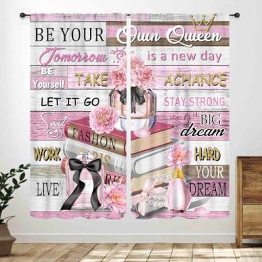 Imagem de Cortinas da moda rosa, perfume, meninas, saltos, revistas, livros, rosa, floral, cosméticos, maquiagem, romântico, retrô, tábua de madeira, tratamentos de janela para quarto, sala de estar, banheiro