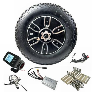 Imagem de SZWEDI Kit de motor elétrico de carrinho de mão 400-8 polegadas para jardim de transporte de pneus 5 km/h-7 km/h Velocidade 36V230W 97N.M Torque Função Reversa Freio a disco de roda única para