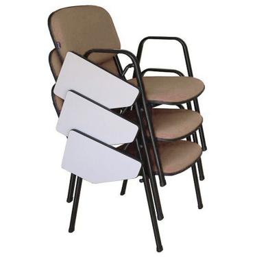 Imagem de 03 Cadeiras Escolar Universitária Linha Hotel Auditório Bege