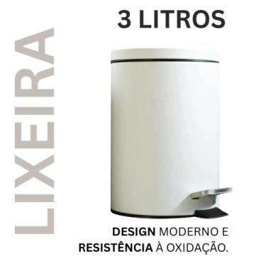 Imagem de Lixeira Cesto de Lixo Redonda em Aço Inox com Pedal 3 Litros com Balde