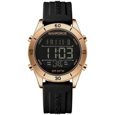 Imagem de Relógio Feminino Esportivo Tela Lcd Digital Pulseira Silicone Impermeavel 3atm Preto Dourado