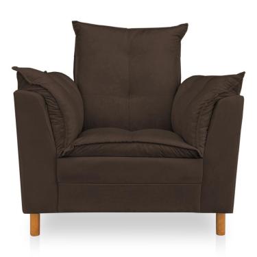 Imagem de Kit Poltrona Amamentação Sara E Puff Suede Marrom Sky Mobile