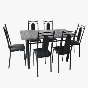 Imagem de Conjunto De Mesa Onix Com 06 Cadeiras 150x75cm Moura Preto