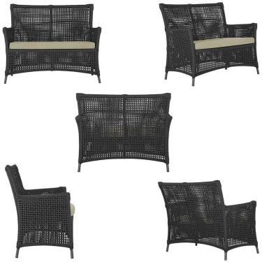 Imagem de 2 Sofás área Externa Igapó Alumínio Preta Corda Náutica E7 Preto