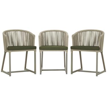 Imagem de 3 Cadeiras De Jantar Noronha Fendi Corda Náutica E13 Trama Rami