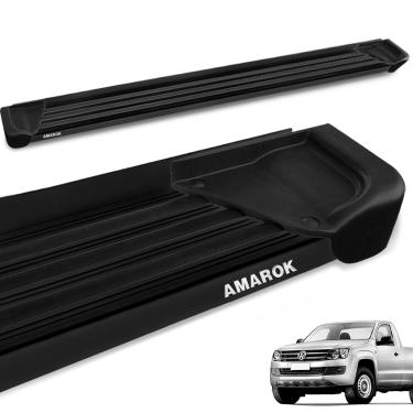 Imagem de Estribo Lateral Amarok 2010 a 2025 Cabine Simples Aluminio Preto A1
