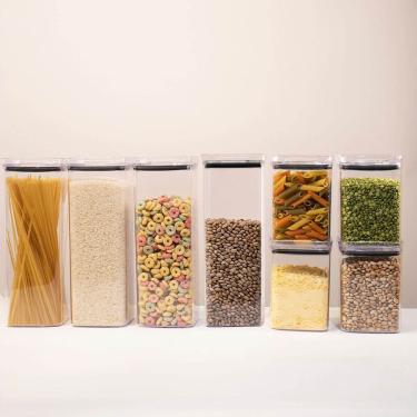 Imagem de Kit 8 Potes Hermético Transparente Quadrado Para Porta Mantimento Cozinha