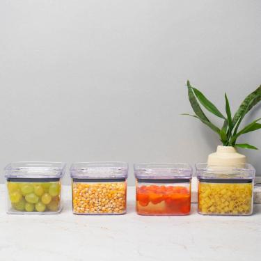 Imagem de Kit 4 Potes Hermético Transparente Quadrado 500Ml Para Granel Cereais Alimentos