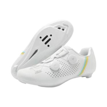 Imagem de Tênis De Ciclismo Masculino Branco Para Estrada SPD, Calçado Para Bici