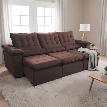 Imagem de Sofá Retrátil 2.90m Suede Acolhedor E Conforto Extra Para Sala Ampla Europa Marrom