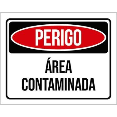 Imagem de Kit 10 Placa Acm Perigo Área Contaminada 18X23 - Sinalizo