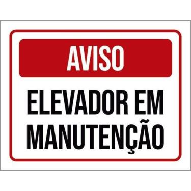 Imagem de Kit 5 Placa Acm Aviso Elevador Manutenção 18X23 - Sinalizo