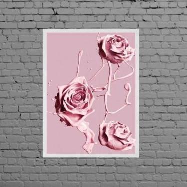Imagem de Quadro Decorativo Rosas De Tinta Rosa 33X24Cm - Com Vidro - Quadros On