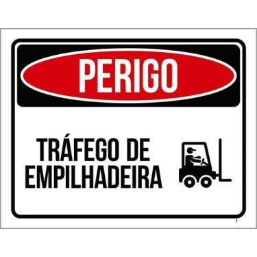 Imagem de Kit 10 Placa Acm Perigo Tráfego Empilhadeira 18X23 - Sinalizo