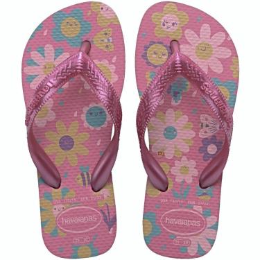 Imagem de Chinelo Dedo Infantil Menina Casual Dia a Dia Passeio Praia Conforto Havaianas Kids Flores