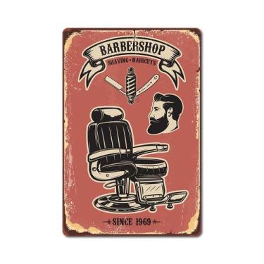 Imagem de Decoração de parede: placa de pintura em metal e ferro, barbearia vint