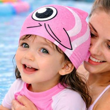 Imagem de Touca infantil-bebê silicone para natação piscina peixinho cor:rosa - 