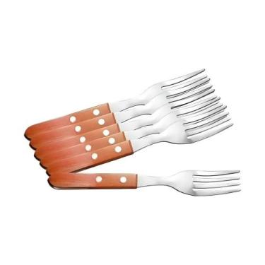 Imagem de Jogo Garfo Mesa Inox Cabo De Madeira Ke Wood Kehome 6 Peças Talheres C
