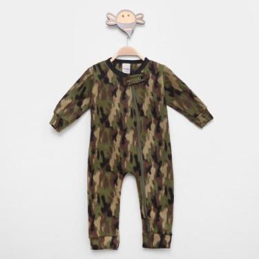 Imagem de Macacão Pijama Bebê Candy Kids Soft Fleece Masculino, Verde militar, 9